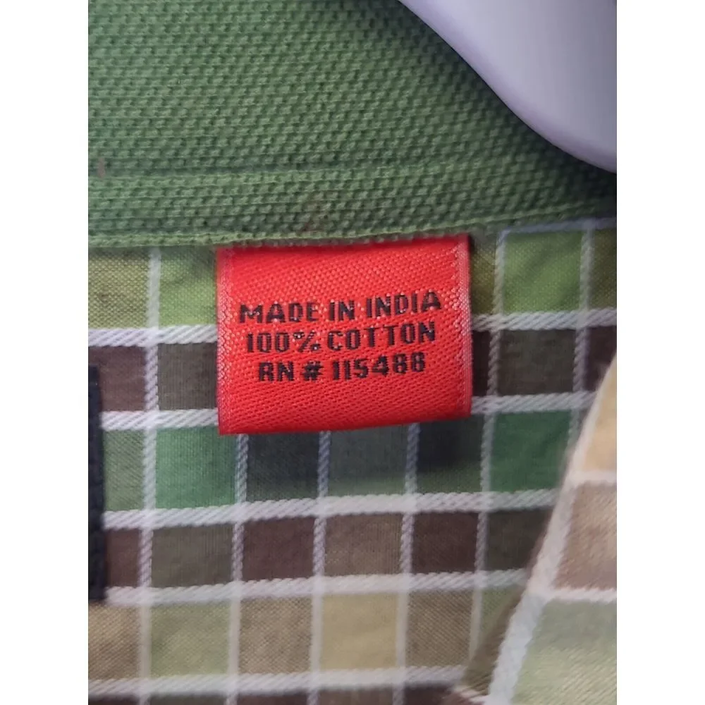 Massive Revolution Mens XL Military Style‎ Long Sleeve Plaid Button Down Shirt